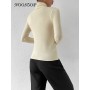 Basic Solid Colors Knitwear Slim Bottoms Elastic Jumper Tops Soft Knit Thin Autumn Turtleneck Pullover Sweater For Women