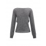 Solid Grey Short Women Pullover Sweater V Neck Wrap-over Cross Knot Design Knitted Top
