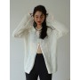 Streetwear Hollow Out Female Cardigan Long Sleeve Korean Style Knitted Single Breasted Turn-down Collar Sweater Women