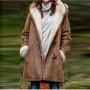 Winter coat for women outerwear long sleeve fleece-lined horn button hooded overcoat Pink purple green brown 5xl