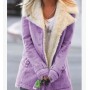 5xl fleece-lined coat Women long sleeve turn-down collar button-up jacket Khaki purple green black blue brown abrigos