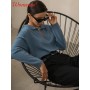 Autumn Casual Polo Collar Pullover Sweater Women Solid Loose Long Sleeves Pullovers Warm Sweaters  Fashion Elegant Lady Tops