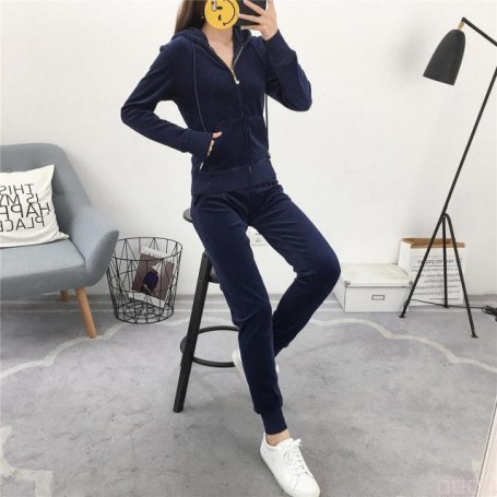 Velvet  Women'S Fabric Tracksuits Velour Suit Women Track Suit Hoodies And Pants sapphire