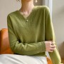 Autumn Winter Women Sweater Fashion V-Neck Female Pullover Long Sleeve Coats Cashmere Sweater Knitted Top Bottoming Shirt Blouse