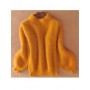 White Mohair Thicken Turtleneck Sweater Autumn Winter Sweet Fashion Lantern Sleeve Casual Solid Color Pullover pull femme