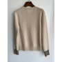 Contrast Cuffs Women's Cashmere Sweater o-neck long sleeve fashion lady knitwear pullover tops