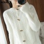 Women New 100%Wool Cashmere Cardigan AutumnWinter Sweater Shirt Loose Jacket Knit All-Maten's Sweater Coat Thick Warm Top