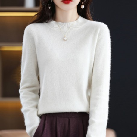 100% Pure Wool Half-neck Pullover Autumn /Winter Cashmere Sweater Woman Casual Knitted Tops Female Jacket Korean Fashion