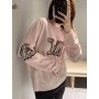 Women's Classic Letter Loose Round Neck 100% Cashmere Sweater