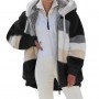 Winter Warm Plush and Zipper Pocket Hooded Loose Jacket Women Coat