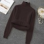 Warmer Plus Velvet Turtleneck Sweaters Women Korean Casual Slim Bottoming Tops Thicken Solid Knitted Pullover