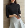 Turtleneck Sweater Women Fashion  Black Tops Women Knitted Pullovers Long Sleeve Jumper Pull Femme Clothing