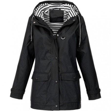 Winter Warm Plush and Zipper Pocket Hooded Loose Jacket Women Coat