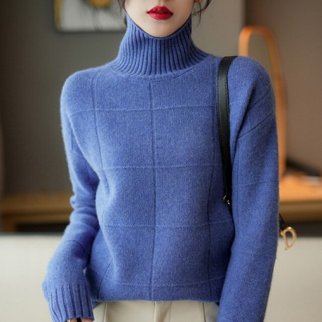 Winter Thicken Woman's Sweaters Female Pullover Long Sleeve Turtleneck Casual Loose Coats Jumper Women Sweater Knitted 100% Wool