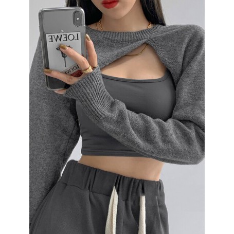 Fashion Sexy and Elegant Sweater Irregular Cut Shawl Sweaters Women's Long Sleeve Korea Style Female Streetwear Clothes