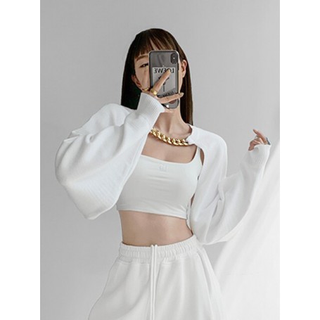 Shawl Chain Hanging neck long sleeve sweater  Clothes Korean Tops For Women Black White Jumper Autumn Sweaters Winter