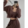 Women's Vintage Knitted Sexy Sweater Cardigan Crop Top Two Piece Spring Autumn Tops Suspender Vest Grace Streetwear Clothes