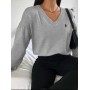 New v-neck loose oversized sweater women  spring and autumn hot sale fashionable sexy comfortable top women