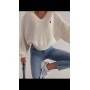 New v-neck loose oversized sweater women  spring and autumn hot sale fashionable sexy comfortable top women