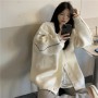Autumn and Winter Lazy Wind Soft Waxy Sweet College Style Sweater Cardigan Female Student Korean Style Loose Wear Outer Coat