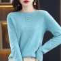 New 100% Pure Wool Women's One-line Ready-to-wear Knitted Sweater Autumn And Winter Long-sleeved Rolled Collar Sweater