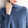 Winter New Cashmere Sweater Women Turtleneck Large Size Sweater 100%Pure Wool Knit Pullover High Collar Thick Shirt Lady Jacket