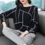 YISU Fashion Women Geometry Print Sweater Long Sleeve Jumpers Knitwear Autumn winter Pullovers high quality Knitted sweaters