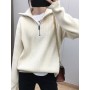 Women Sweater Oversize Zipper Knitted Pullover Long Sleeve Solid Color Loose Ladies Sweaters Autumn Winter Women's Turtleneck