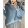 Women Sweater Oversize Zipper Knitted Pullover Long Sleeve Solid Color Loose Ladies Sweaters Autumn Winter Women's Turtleneck