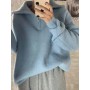 Women Sweater Oversize Zipper Knitted Pullover Long Sleeve Solid Color Loose Ladies Sweaters Autumn Winter Women's Turtleneck