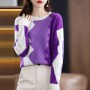 100% Wool Women Sweater Autumn Winter Pullover Woman's Sweater Casual O-Neck Long Sleeve Coat Blouse Knitted Top Jumper Clothing
