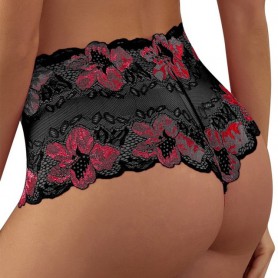 Women's Sexy Breathable Half Panel Lace Tight Cotton Crotch Lift Hip Mid  Low Waist Underpants Silk Lace Panties for Women Black : :  Fashion