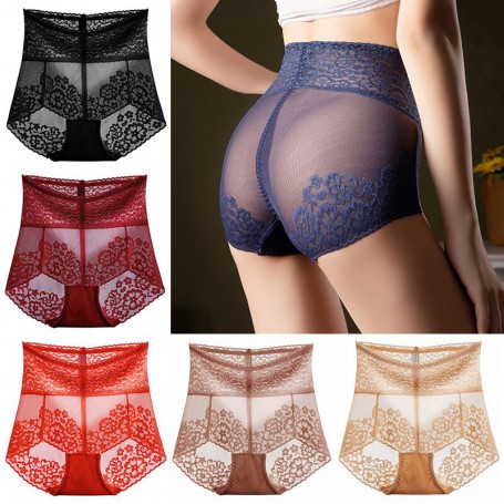 Women Sexy Lace Underwear High Waist Panties Plus Size Lingerie Female Knickers Pants Seamless Briefs Breathable Lady Underpants