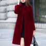 Mid-Length Single-Breasted Turn-down Collar Women Coat Elegant Soft Cardigan Warm Lapel 	Long Sleeves Winter Jacket Overcoat