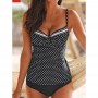 Women's Swimwear V Neck Tummy Control Bikini Dot Swimsuit Vintage Bathing Suits Summer Beachwear Tankini Bodysuit Two Pieces