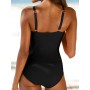 Swimwear Women One Piece Retro Black Swimsuit Strappy Beach Bathing Suit Tummy Control Monokinis Swimming Bodysuit