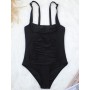 Swimwear Women One Piece Retro Black Swimsuit Strappy Beach Bathing Suit Tummy Control Monokinis Swimming Bodysuit