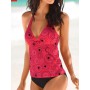 Swimming Suit For Women Low Waist Swimwear Beach Bathing Suits Floral Swimsuit Two Pieces V Neck Tummy Control Tankini Bodysuit