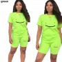 2 Piece Women Casual Sets Solid Color Print Summer Short Sleeve Top Solid High Waist Shorts Casual Tracksuit Female Suits S-3XL