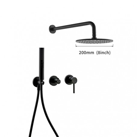 Built-in Shower Mixer Faucet Diverter With Water Outlet Holder Bagnolux Black Brass Rain Hand-Held Head Bathroom Set