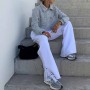 Loose Casual Women's Pants White Mopping Slit Wide Leg Trousers Oversize Trousers Fashion Female Clothes