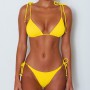 Bikini Swimwear Women Special Material Simple Solid Sexy Bathing Suits Bandage Pink/Yellow/Black/White/Red/Blue Swimsuit