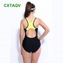 Patchwork One-piece Raceback Swimsuit Wire Free With Chest Pad Push Up Swimwear High Elastic Plus Size 4XL Professional Swimming