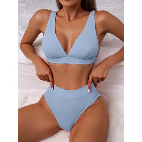 Backless Swimsuit Bikini High Waist Biquini Straps Swimwear Women Bath Suit Beachwear Summer Bikini Set