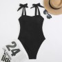 Backless Swimsuit Women'S High Elasticity Monokini Wavy Fabric Straps Swimwear Women Bathing Suit Bule Black One Piece Suits