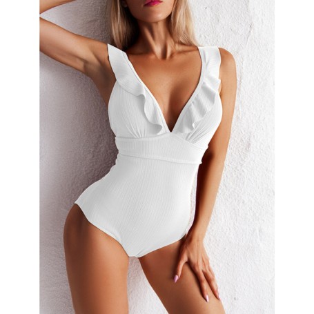 Swimsuit High-Stretch Threaded Fabric Swimwear Women Bathing Suit High Cut Bodysuit XL One Piece Suits Summer