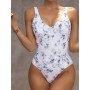 Fashion Swimsuit Open Zipper Swimwear Women Monokini Print Bathing Suit Summer Beach One Piece Suits