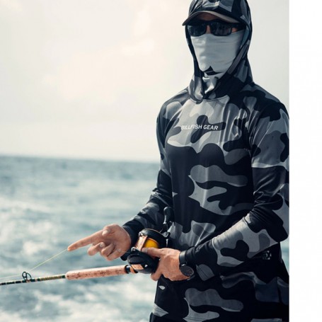 Men Fishing Long Sleeve Hooded Shirts Fishing Performance Apparel Camisa De Pesca Uv Manga Longa