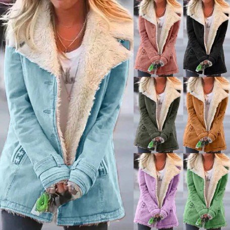 Women's Fleece jackets Long-sleeved Fleece Warm Padded Jacket Women Winter Thick Wool Coat Vintage Fall Jacket for Women