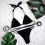 Hot Solid Color Metal Diamond Bikini Women Bandage Triangle Brazilian Push Up Swimsuit Swimwear Ladies Bathing Suit